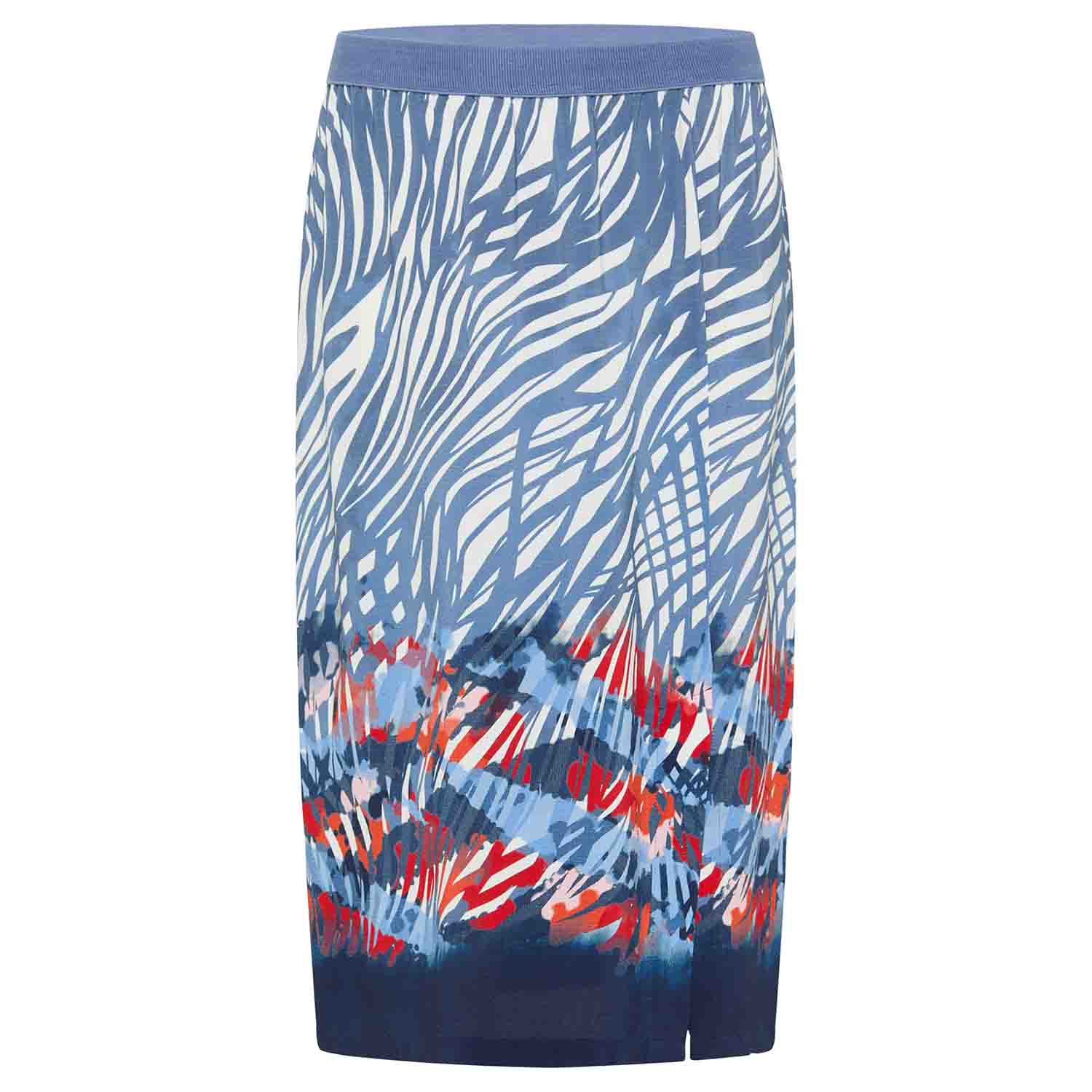 BARBARA LEBEK Patterned Print Skirt in Denim Blue 1 Barbara Lebe Sommer 2023 850 78570032