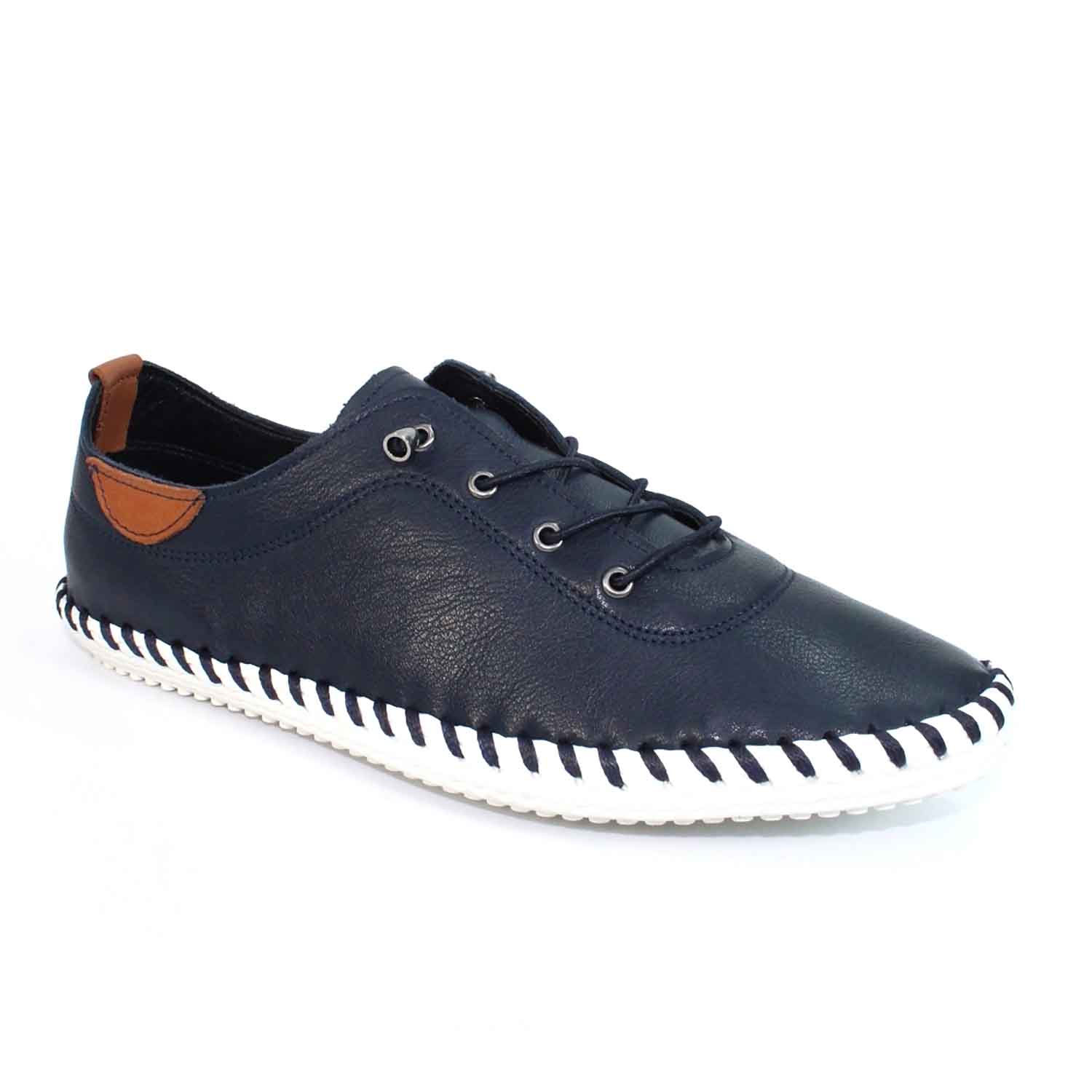 LUNAR St. Ives Blue Leather Plimsoll - FLE030BL 1 st ives blue plimsoll p5917 355262 image