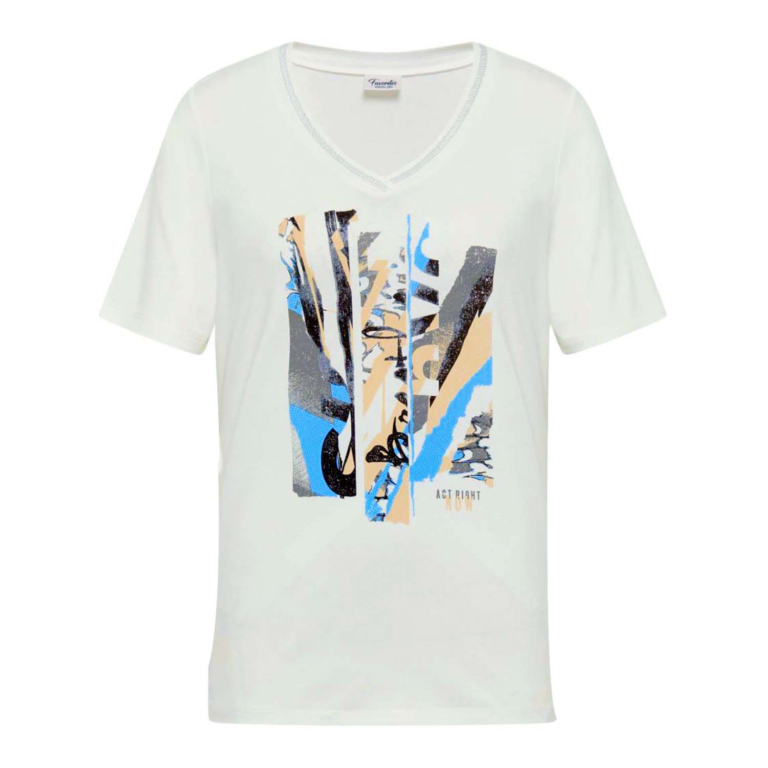 BARBARA LEBEK V Neck Top with Frontal Design in Off White - 55190042 1 55190042