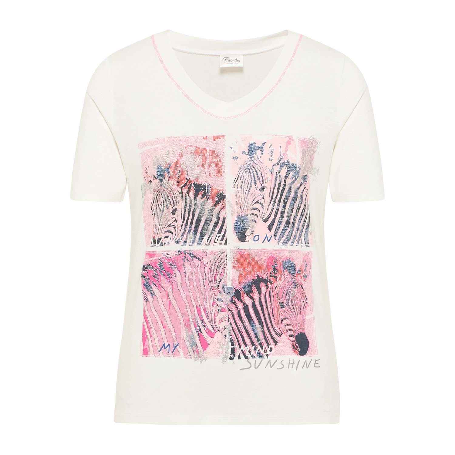 BARBARA LEBEK Animal Graphic Print T-Shirt in Off-White and Pink - 57220042 1 57220042