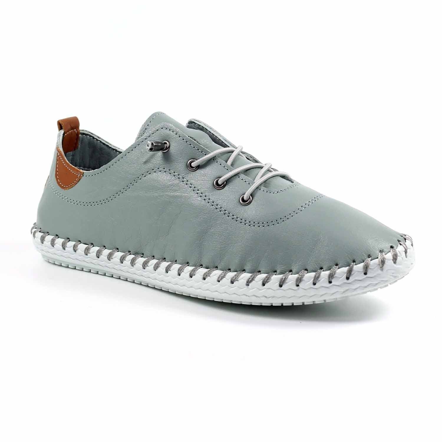 LUNAR St. Ives Grey Leather Plimsoll - FLE030GR 1 st ives grey leather plimsoll p5906 365920 image