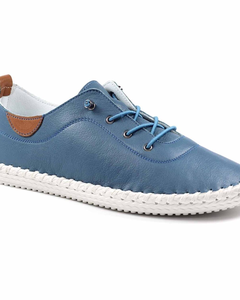 st ives mid blue leather plimsoll p5925 355172 image