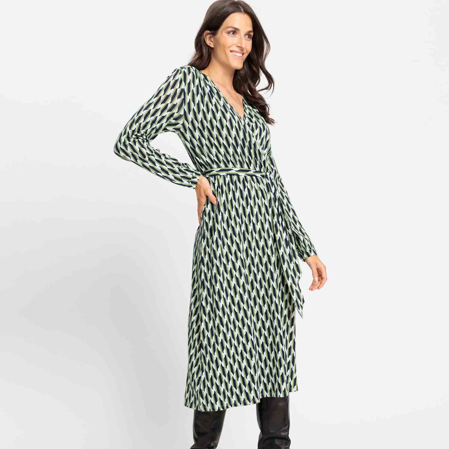 OLSEN Jersey Wrap Style Dress in Tea Leaf - 13001788 1 Olsen Digital Garden 24 09 01 50203 13001788