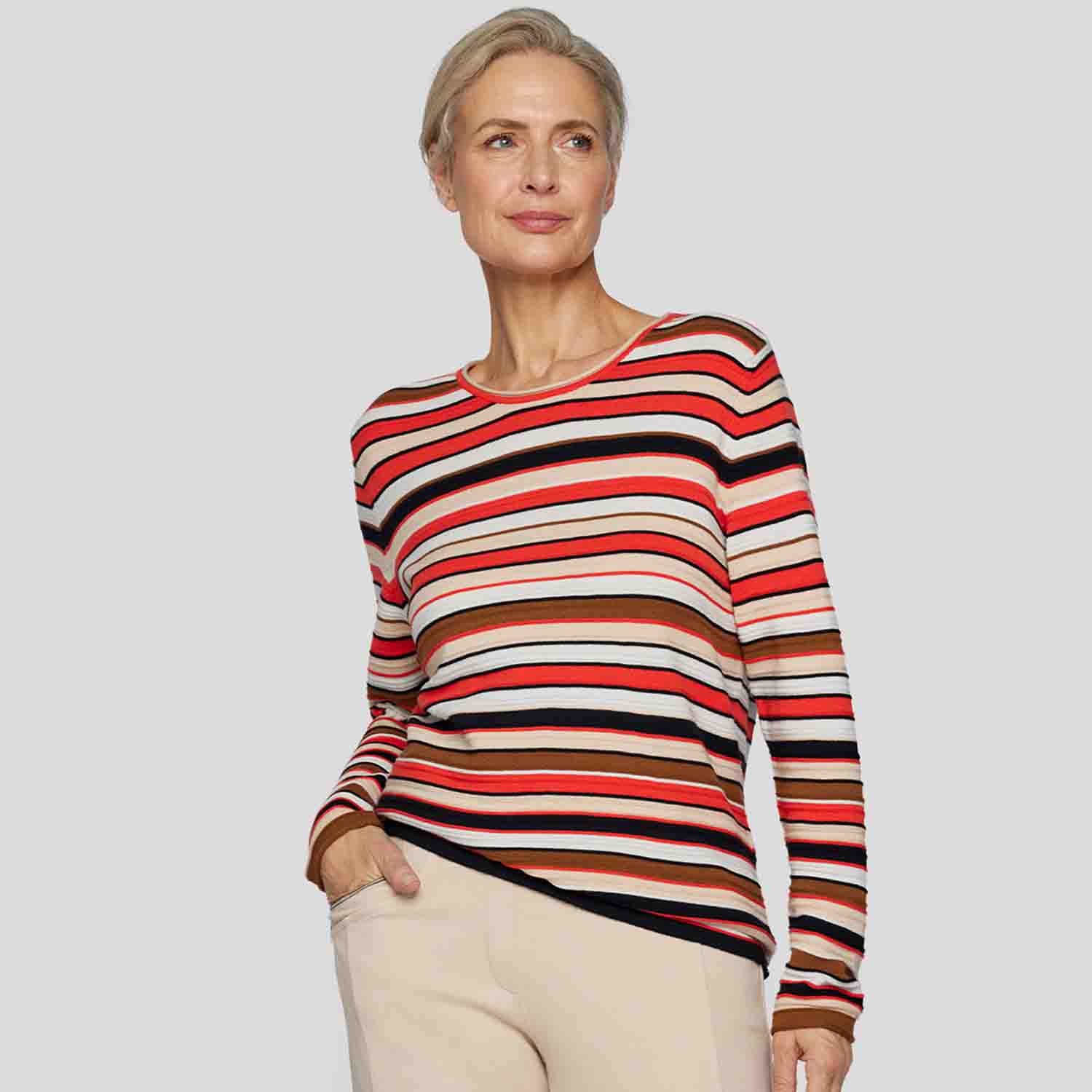 RABE Round Neck Striped Jumper in Saffron - 53-121609 1 RABE 3263 53 121609