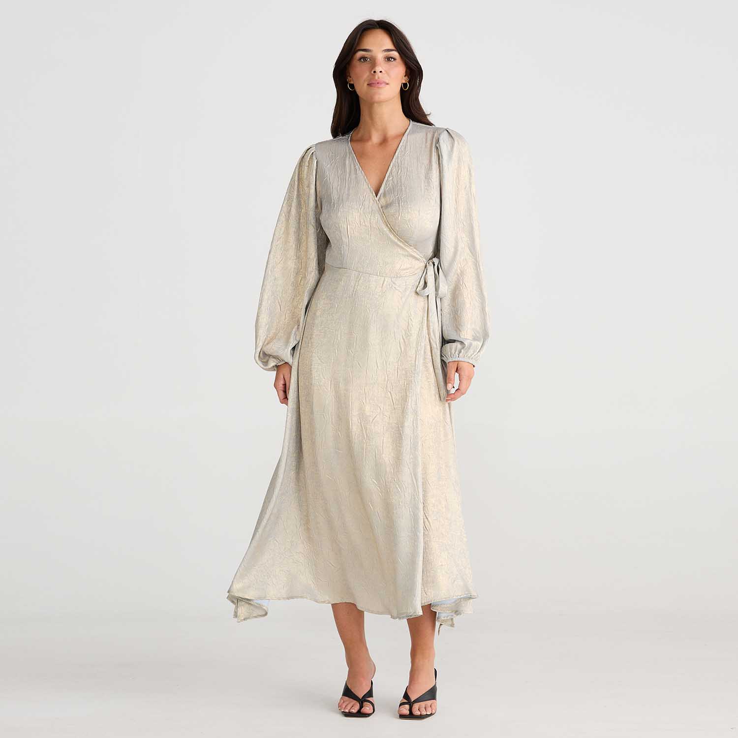 BRAVE&TRUE Jessica Wrap Dress in Champagne - BT24508 1 BT24508 1 Jessica Wrap Dress Champagne 1