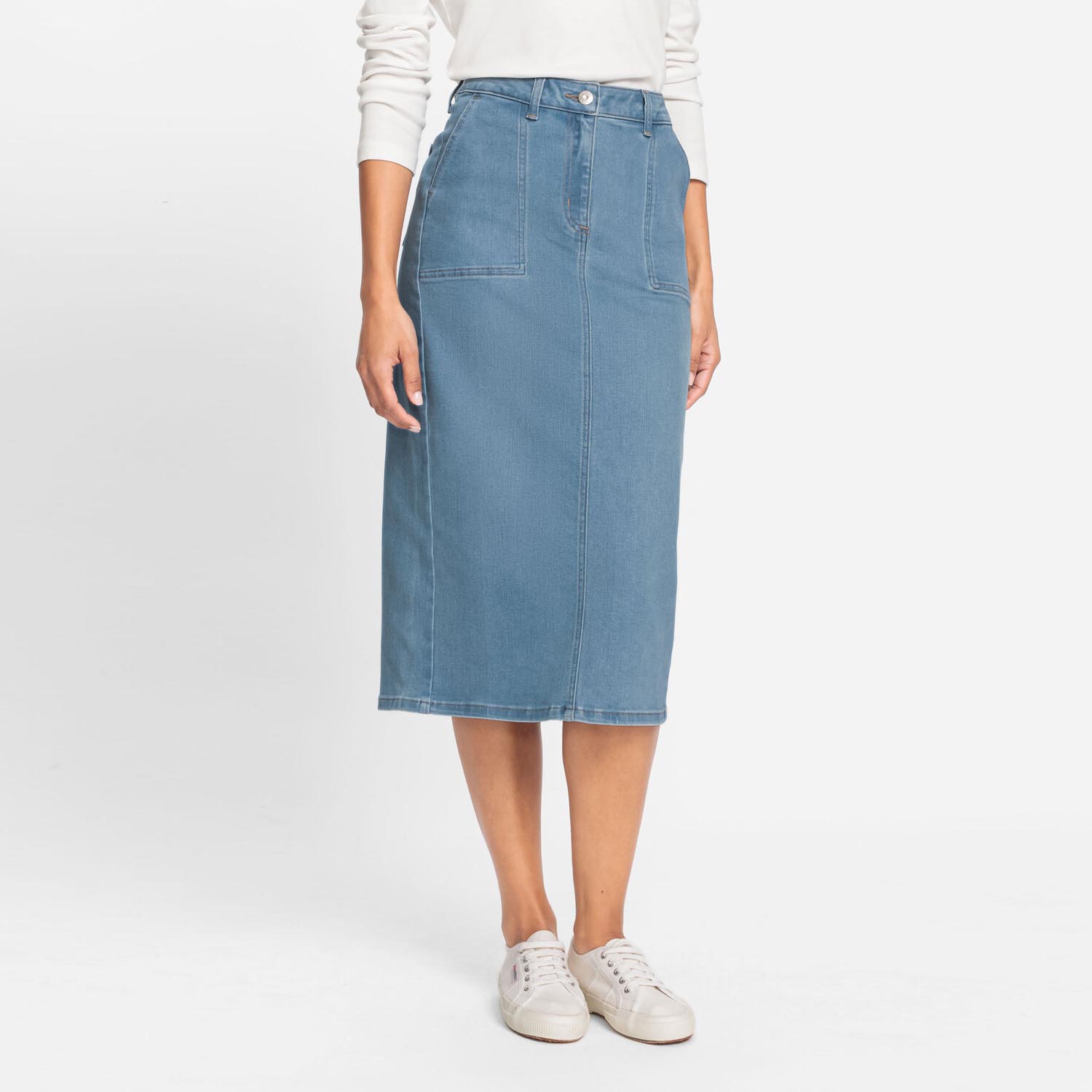 OLSEN Denim Skirt with Zipper and Button Closure - 16001383 1 16001383