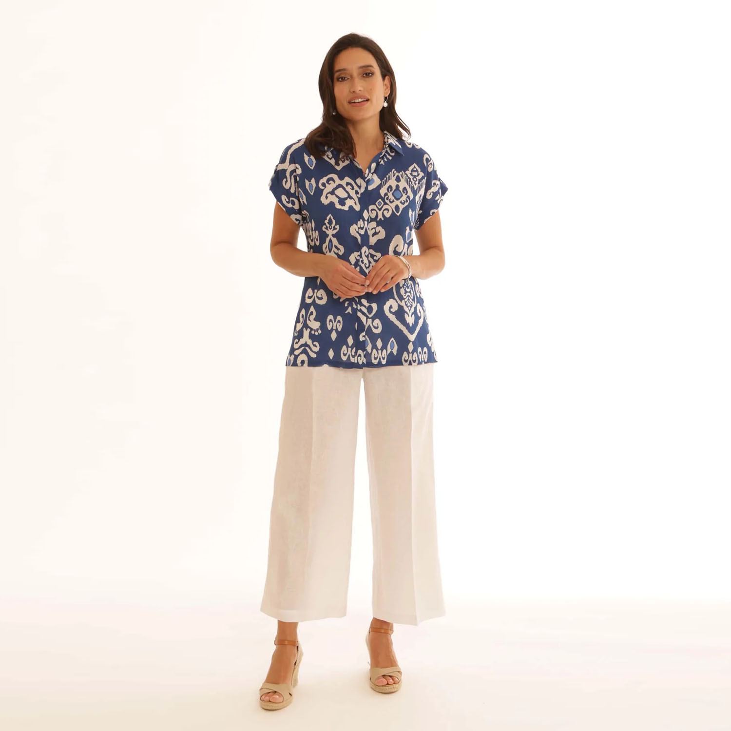 POMODORO Linen Trousers in White - 22503 1 pomodoroclothinglinentrousers22503white 1800x1800