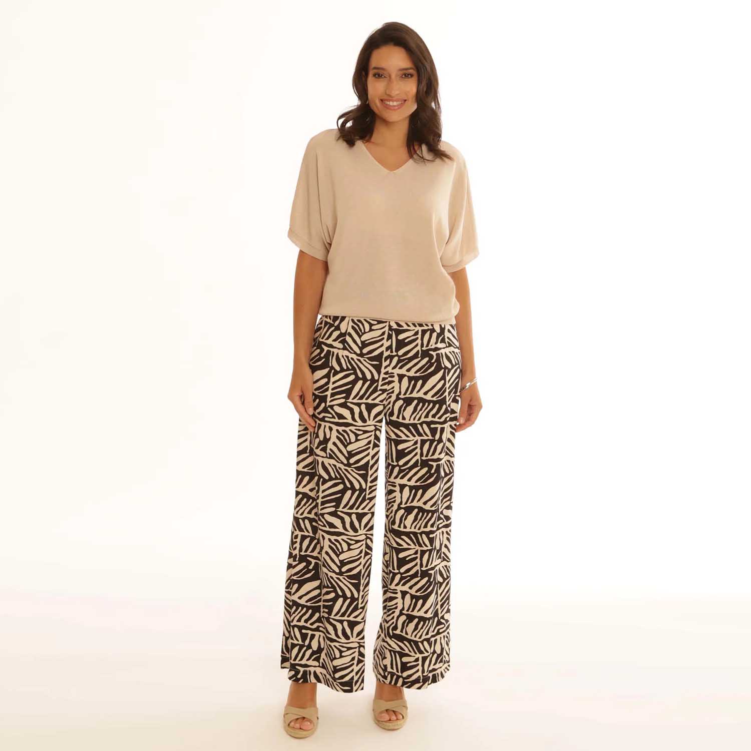 POMODORO Twig Trousers in Black & Cream - 72508 1 pomodoroclothingtwigtrousers72508black 1800x1800