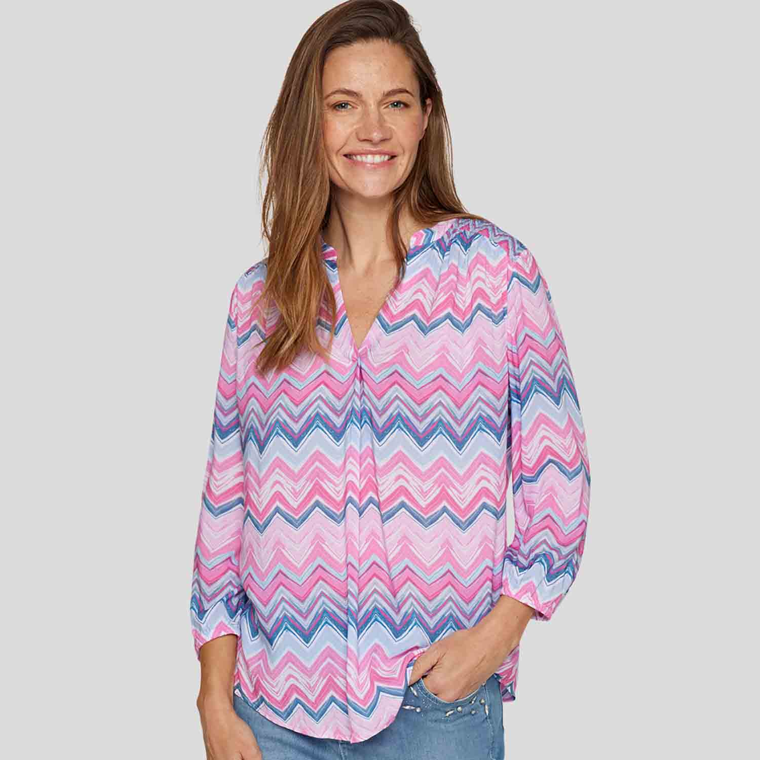 RABE Zigzag Blouse in Pink Multi - 54-122102 1 RABE 4234 54 122102