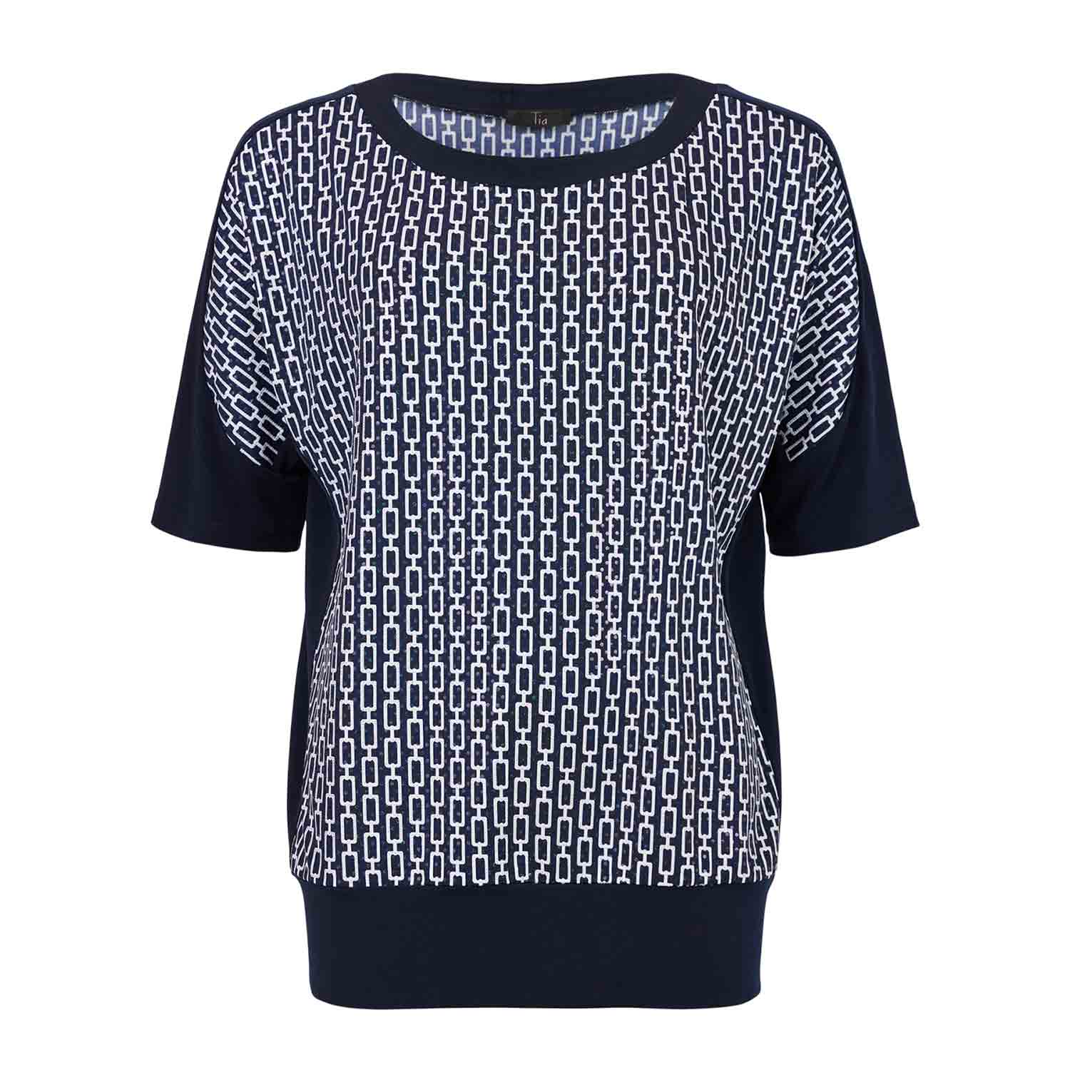 TIA Printed Top in Navy - 73054-7943 1 151 73054 07943 69A