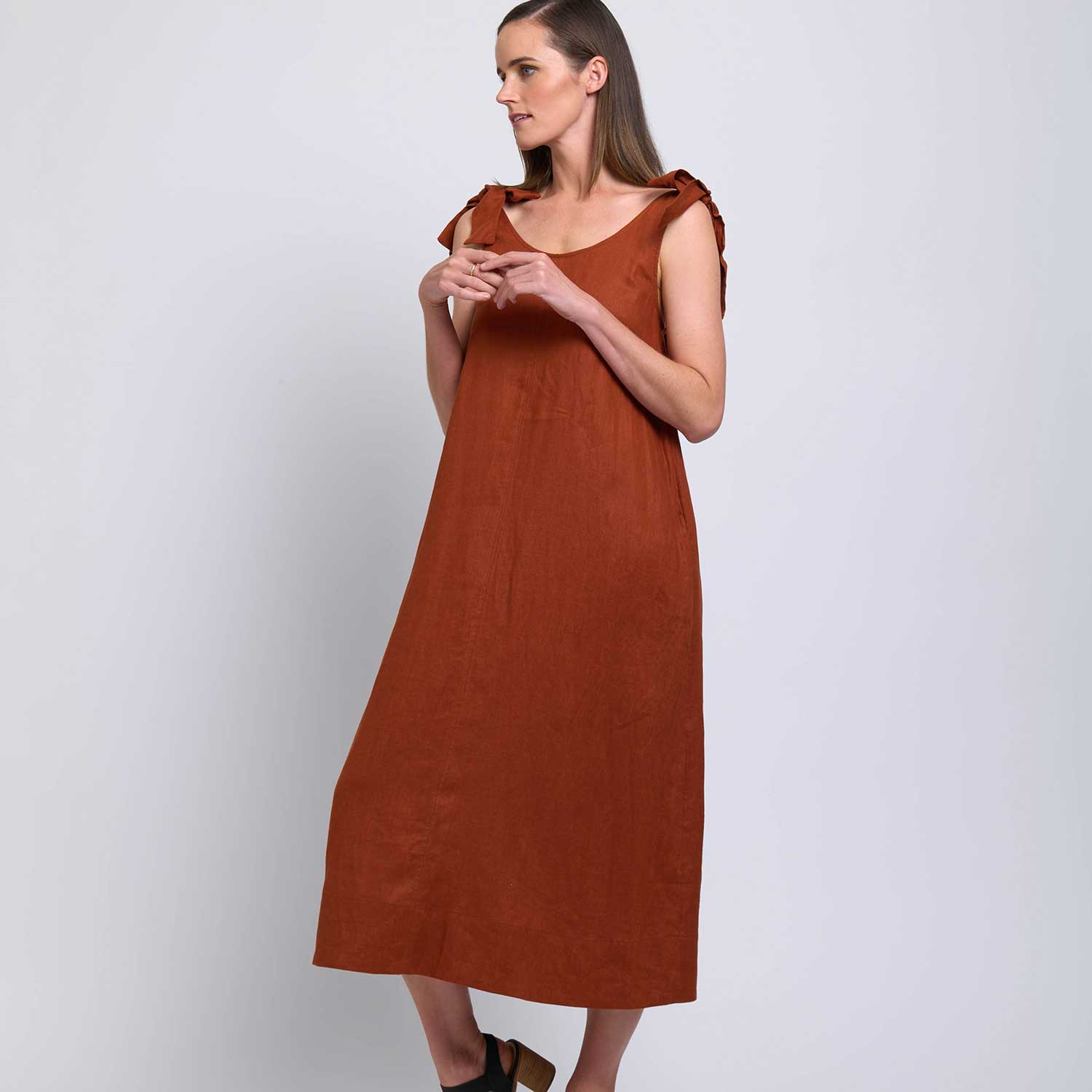 FOIL Bali Tie Dress in Brown - FO7828 2 FO7828 BOMBAY 3