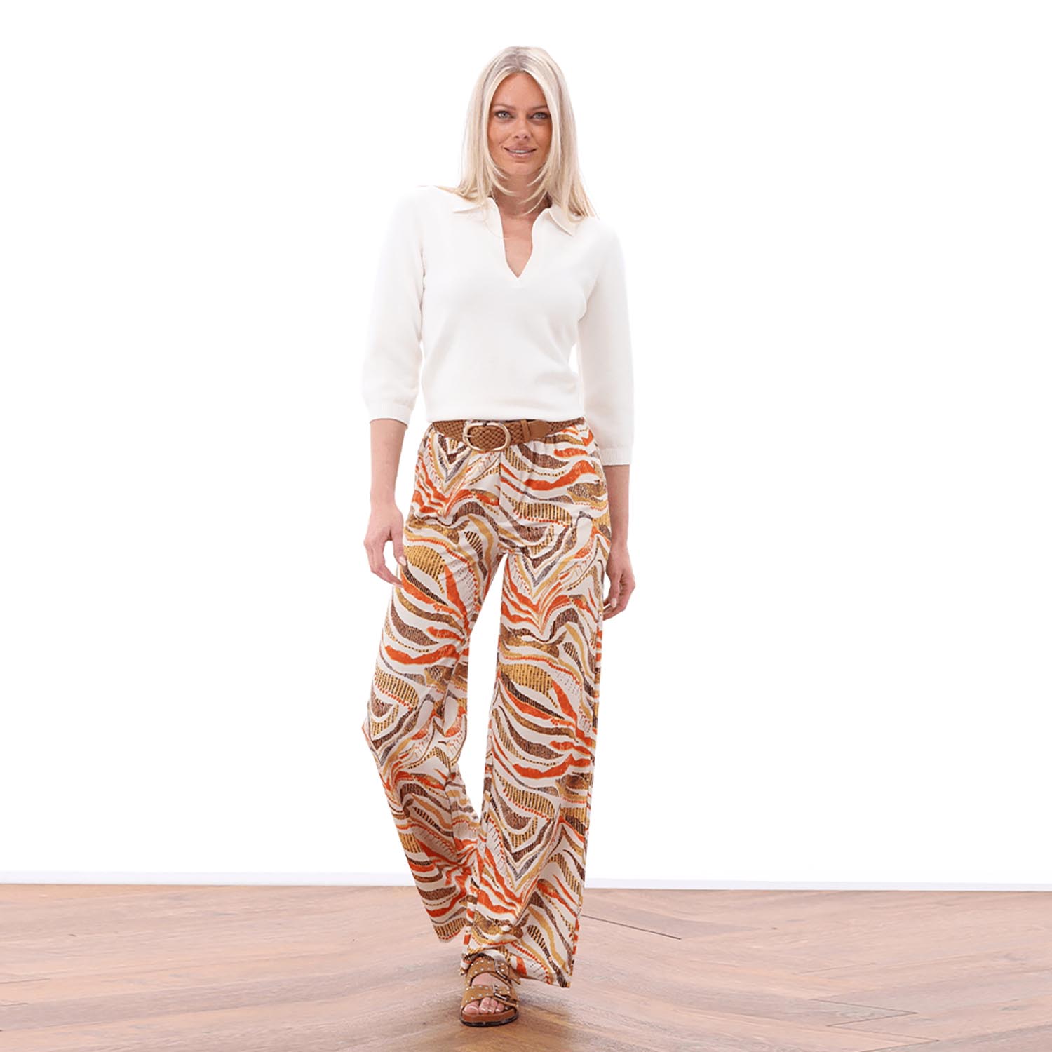 K-DESIGN Trousers in Multi - A203-P987 1 KNIT A828 ECRU PANTS A203 P987 3