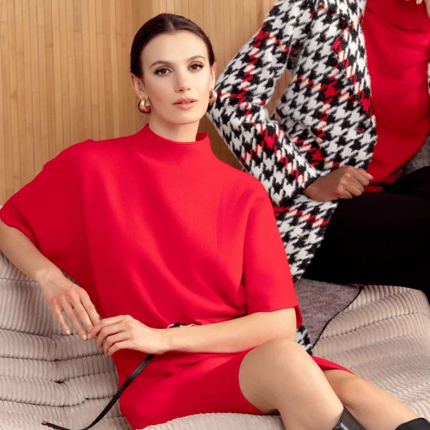 ALISON SHERI Red Knitted Jumper Dress - A46430 1 46430