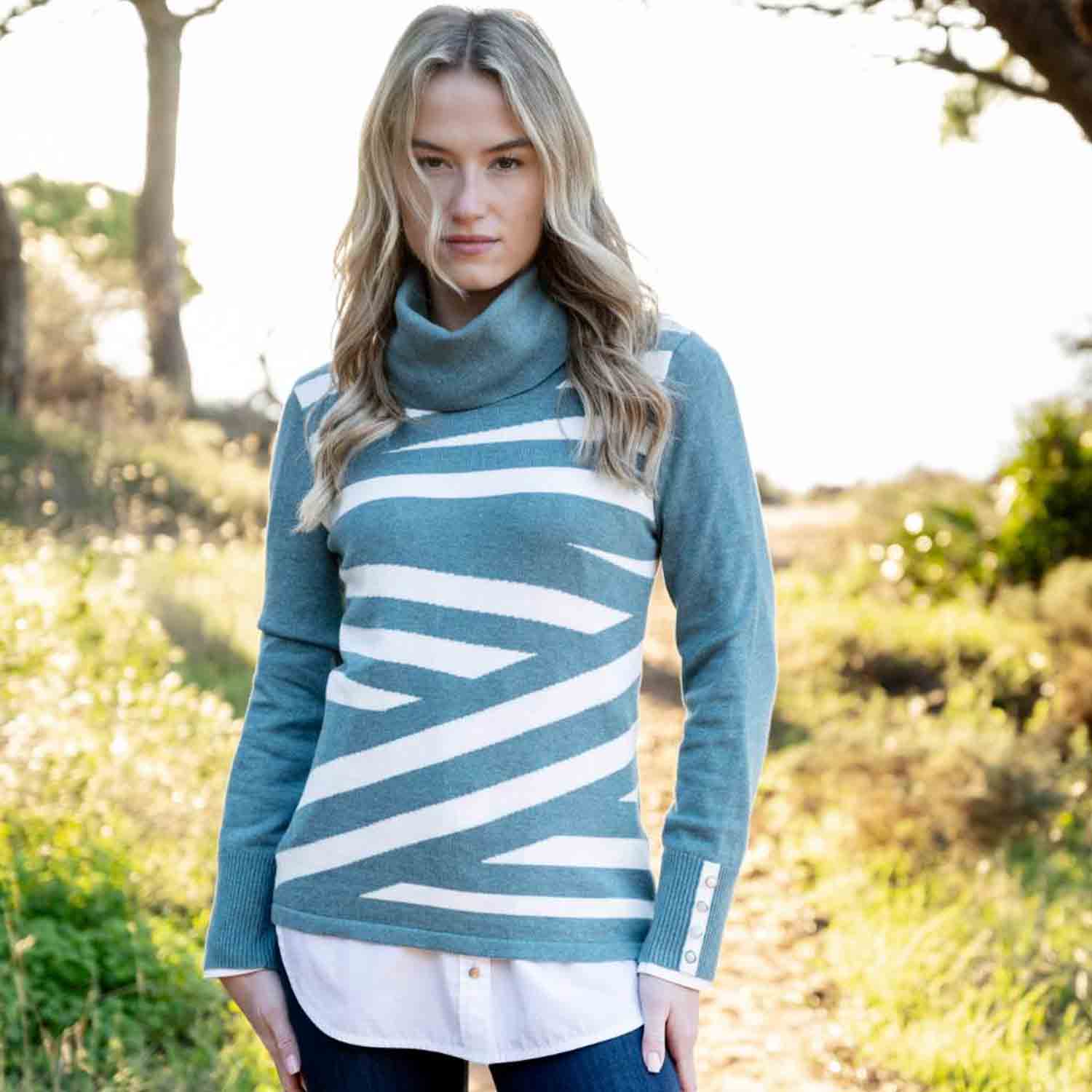 MARBLE Cowl Neck Classic Jumper in Sea Foam - 8090 1 8090 223 2