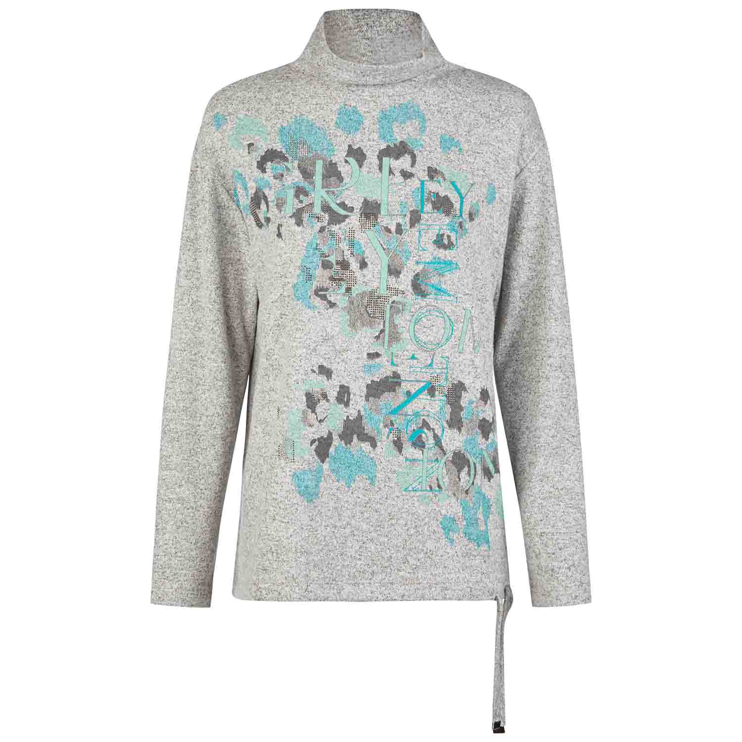 BARBARA LEBEK Steel Grey Sweatshirt with Printed Front - 41100052 1 Barbara Lebe Winter 2025 923 41100052