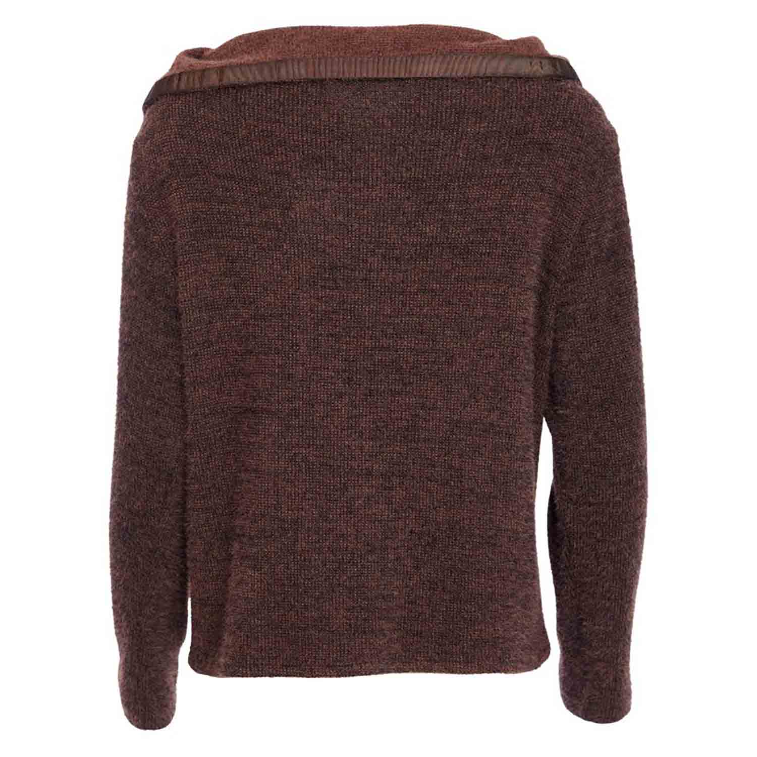 NAYA Mohair Look Knit with Cut Away Collar and Zip Detail in Cocoa - NAW25162 3 NAW25 162 GS 3 683x1024 1