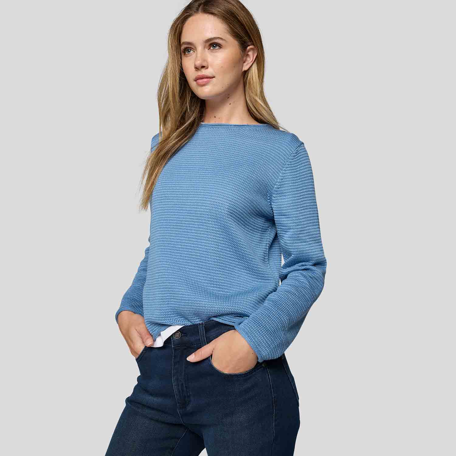 RABE Round Neck Knit in Light Blue - 55-113605 1 RABE 5319 55 113605