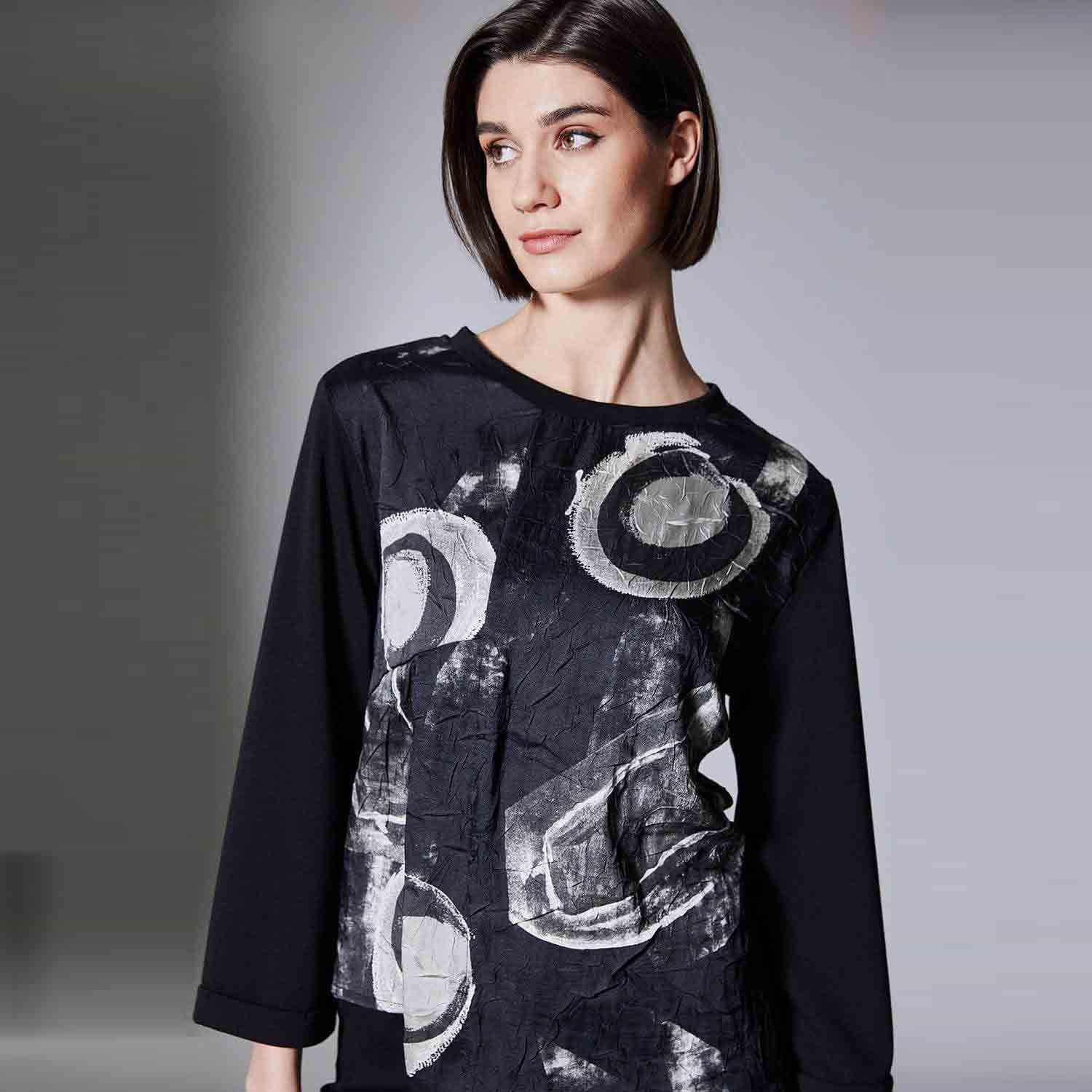PERUZZI Circle Print Crush Top in Grey - AW25179 1 W25179 122 3