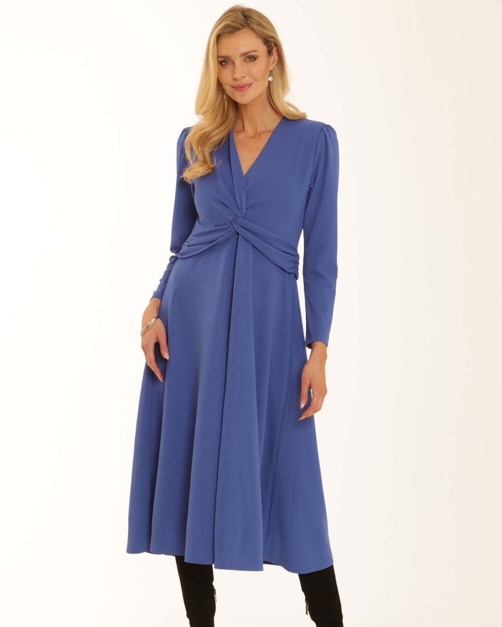 42554 solid jersey dress blue