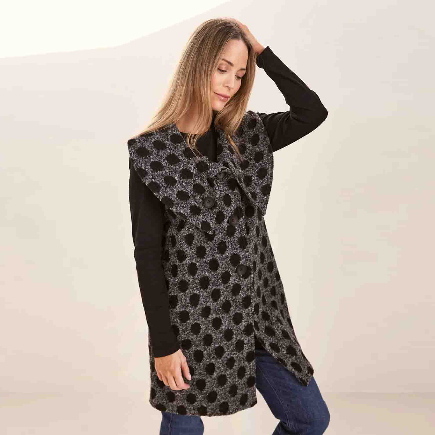 SEE SAW SS171 LONG GILET SPOT-CHARCOAL 1 SS171 4