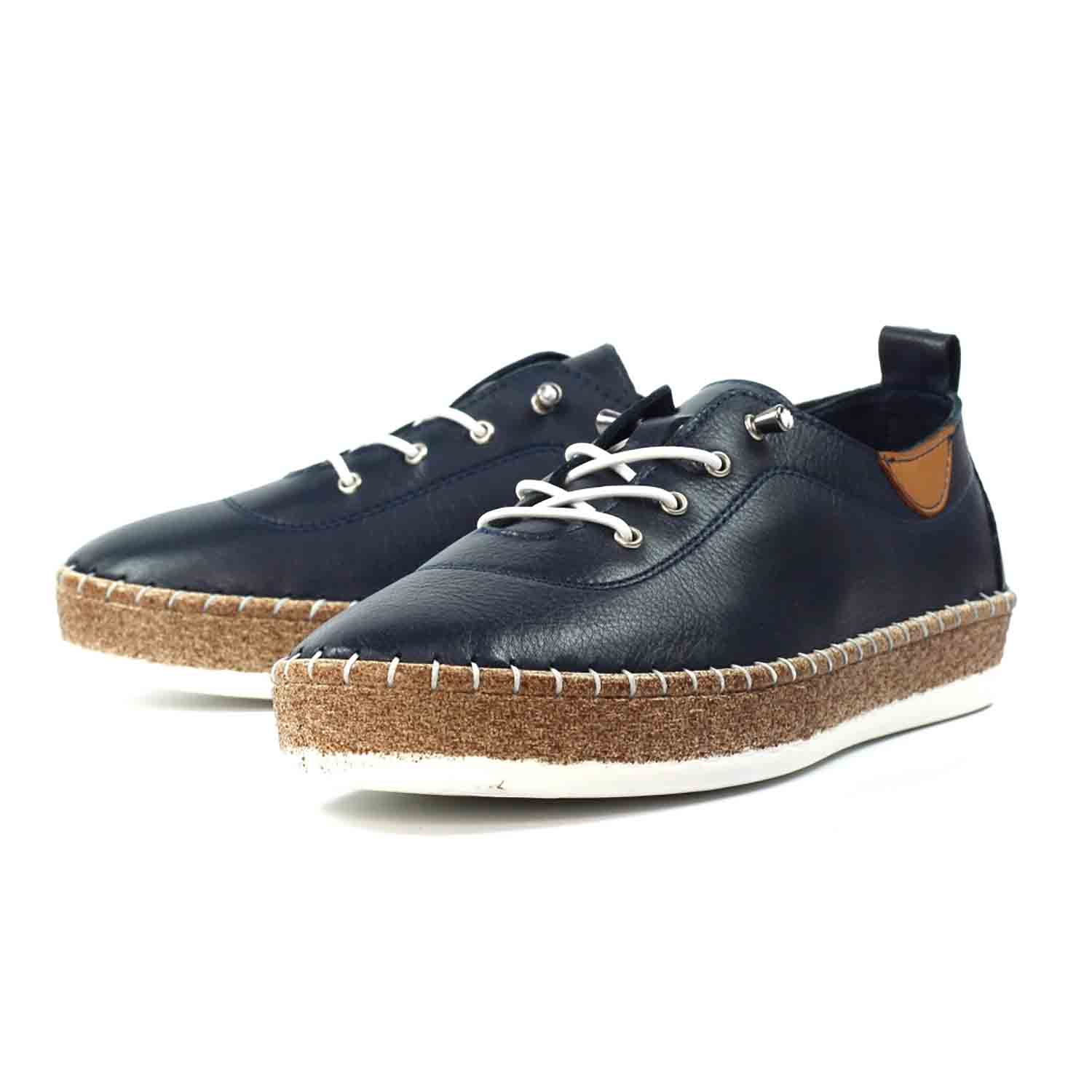 LUNAR FLE050 EVIE PLIMSOLL-NAVY 1 evie navy leather plimsoll p7129 407845 image