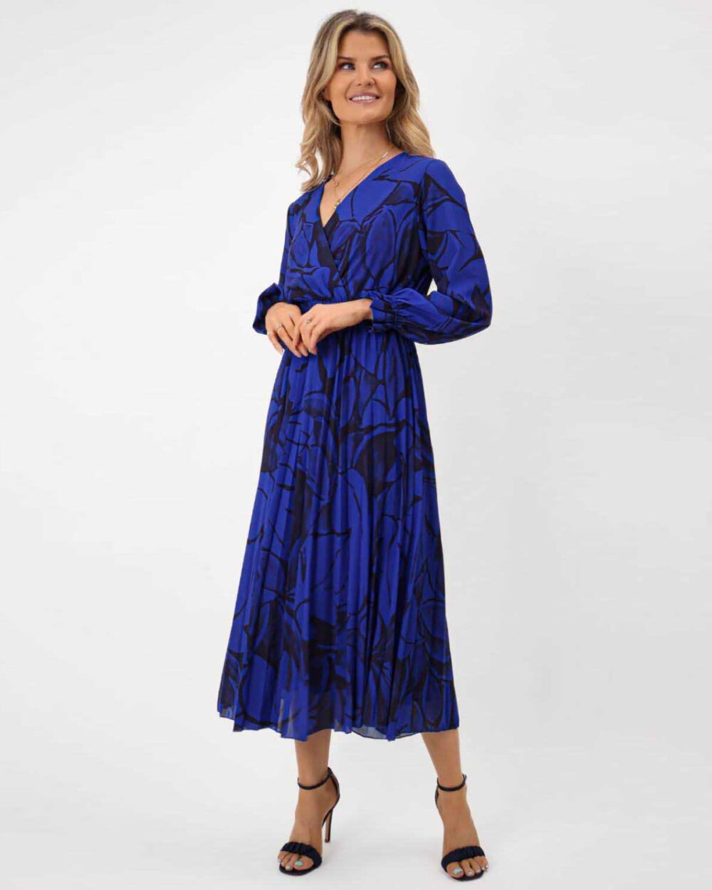 Kate Pippa Positano Midi Dress In Royal Blue Print 3 a4811560