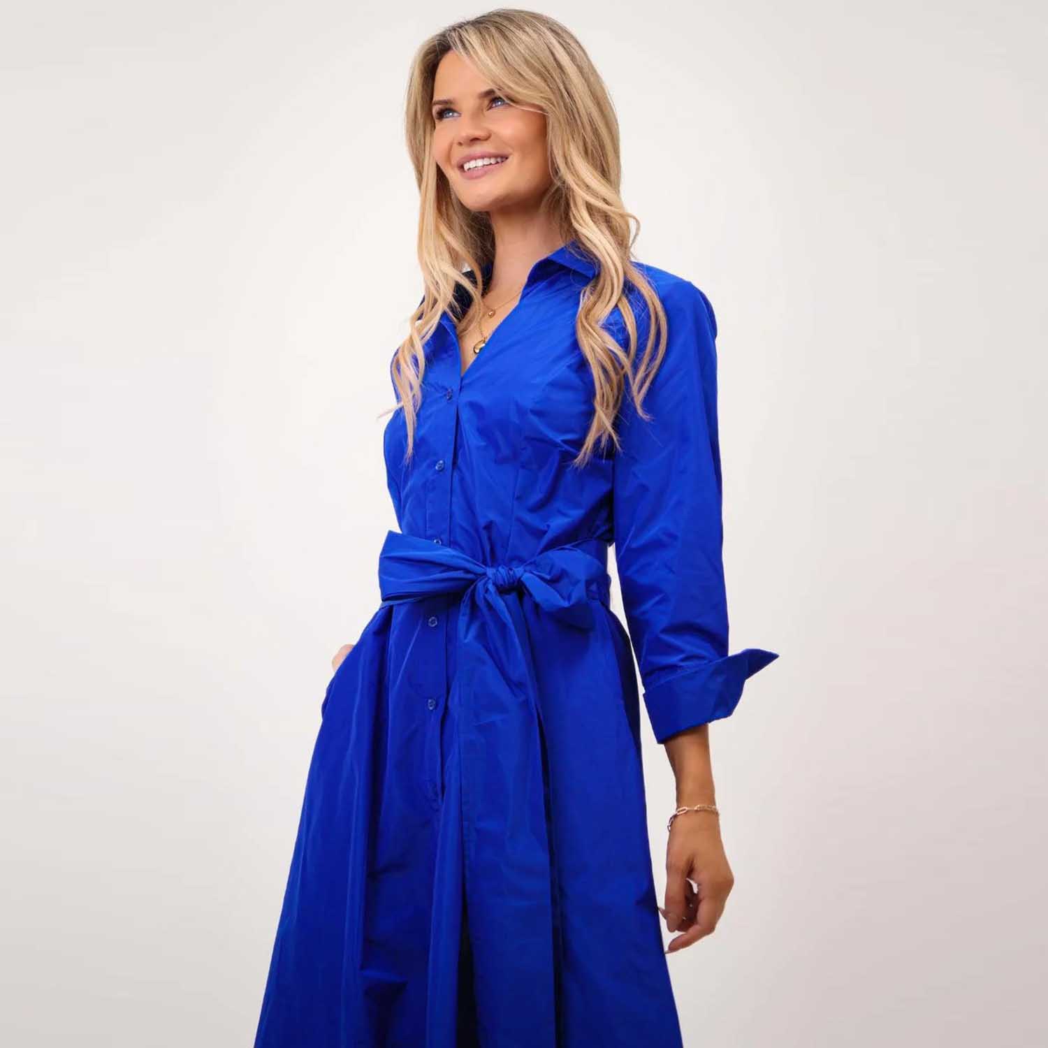 KATE & PIPPA VICTORIA DRESS-ELECTRIC BLUE 3 Kate Pippa Victoria Taffeta Midi Dress In Royal Blue 3