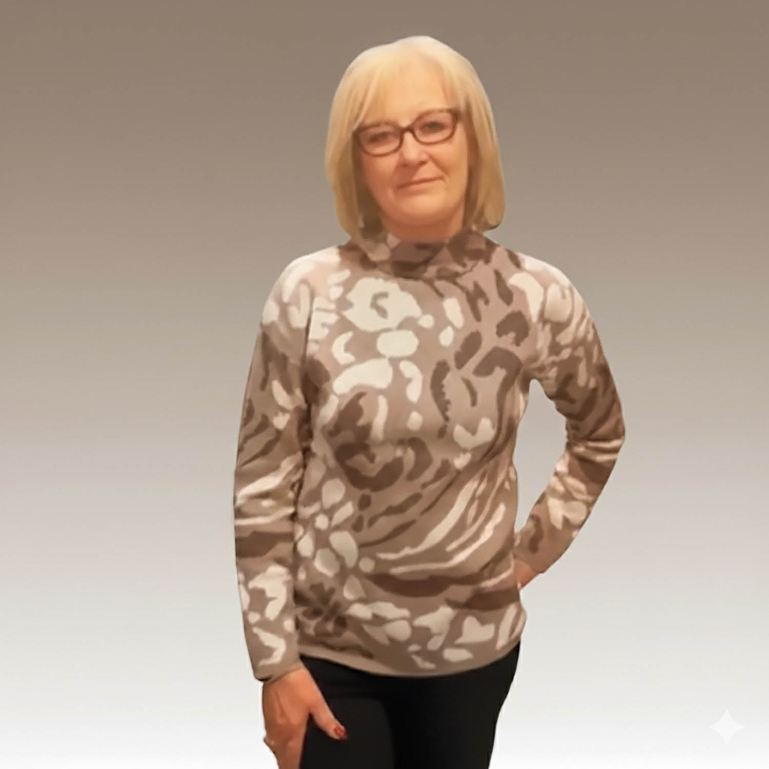 PARAMOUR ANIMAL PRINT JUMPER 98521-BEIGE COMBO 1 98521