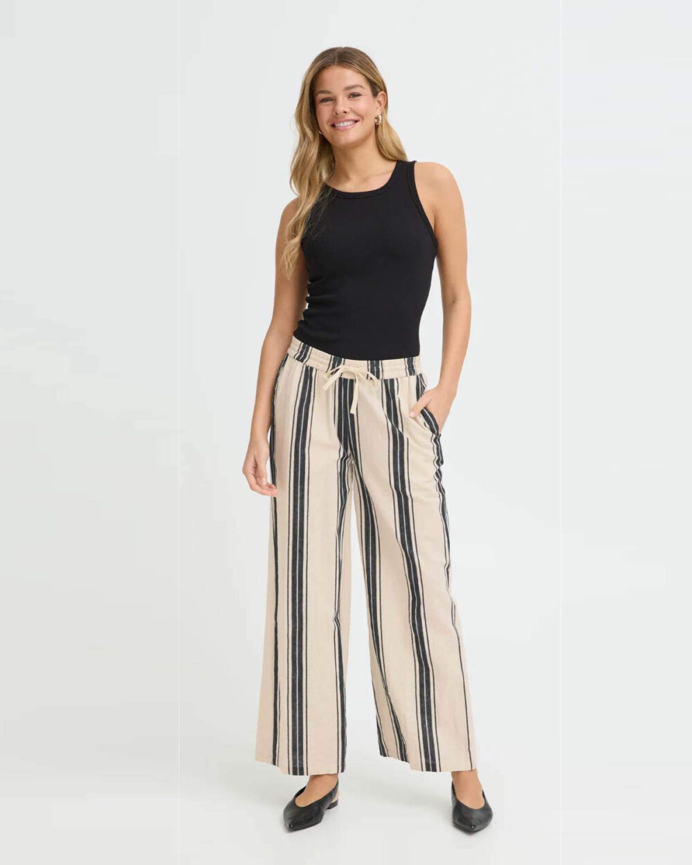 FRANSA 20614576 WIDE TROUSERS-STRIPE FRMADDIE