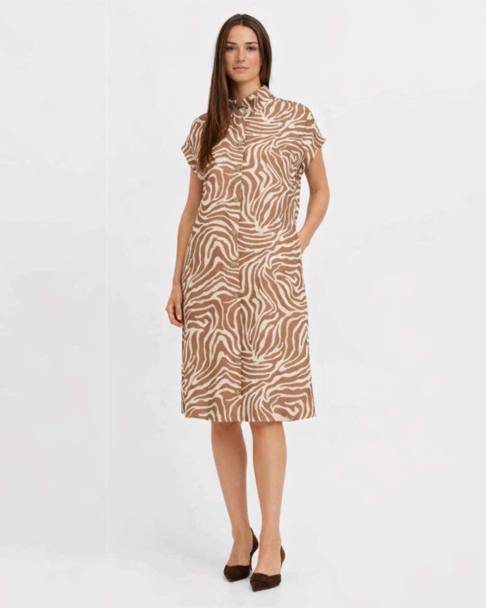 B YOUNG 20814553 BYFALAKKA SHORT SLEEVE SHIRT DRESS-WOODSMOKE