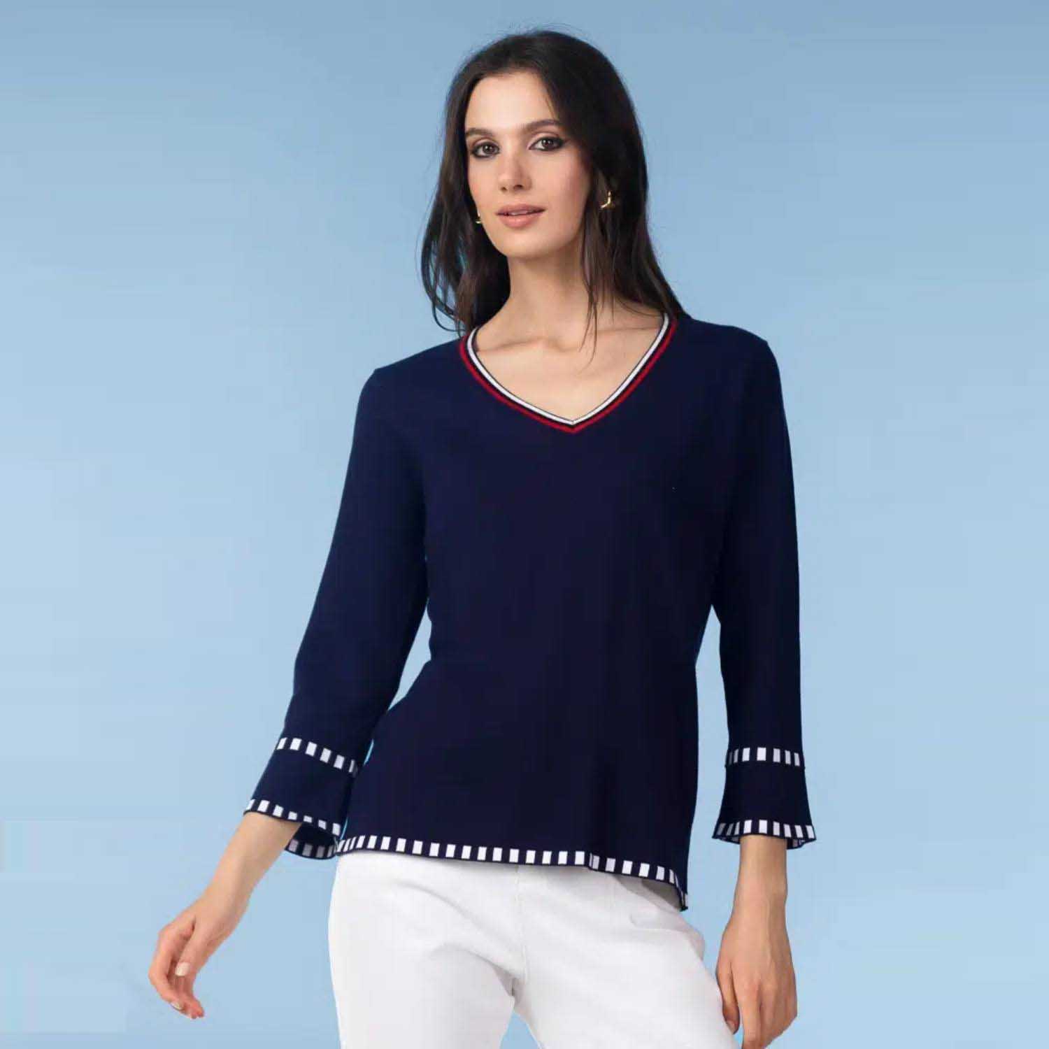 ALISON SHERI A47460 V-NK JUMPER-NAVY 1 A47460 1