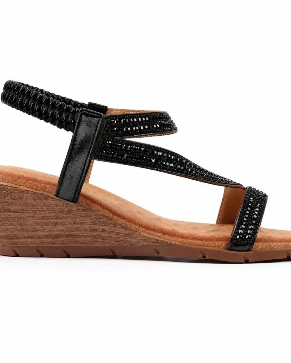 LUNAR JLH578 DARCI WEDGE SANDAL-BLACK