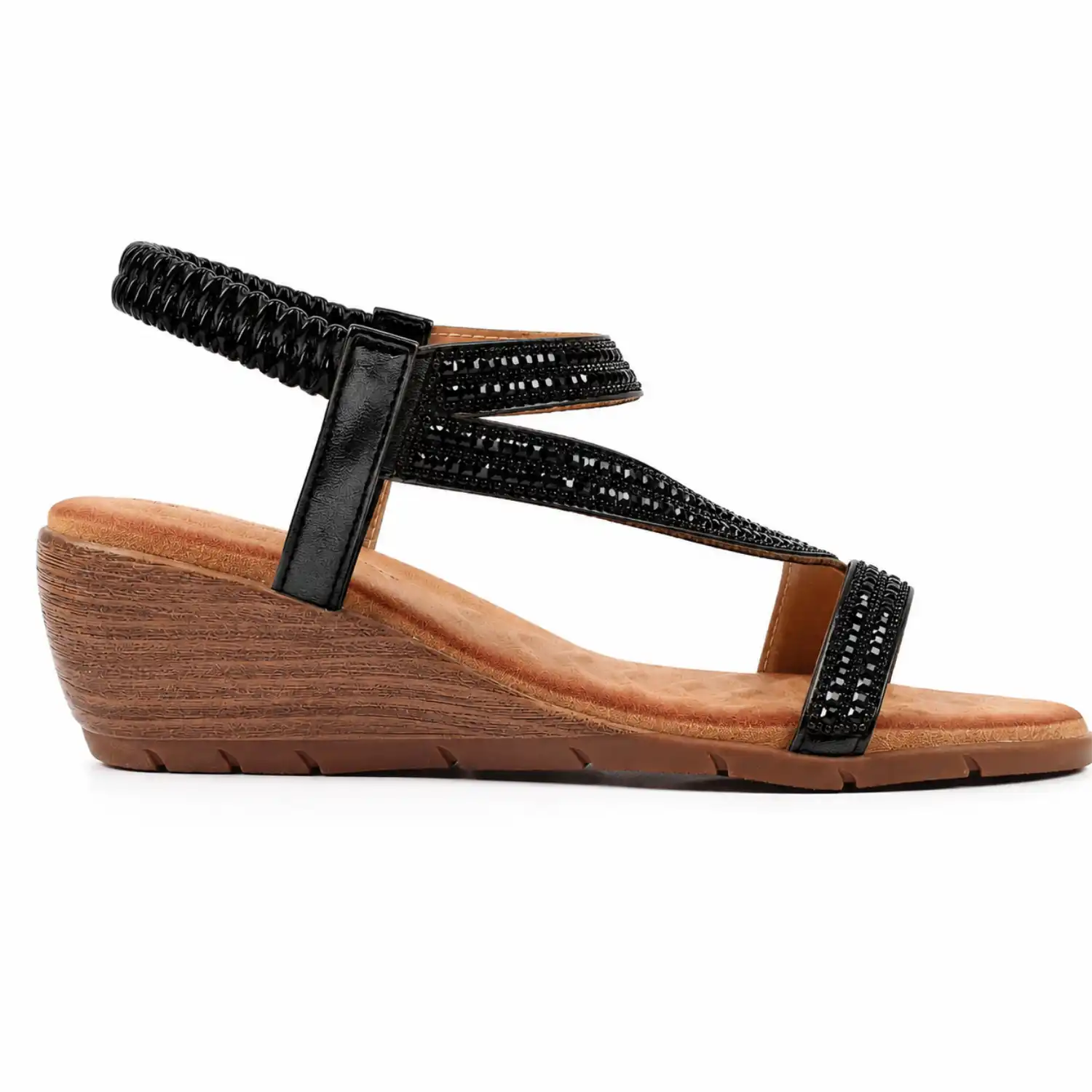 LUNAR JLH578 DARCI WEDGE SANDAL-BLACK 1 LUNAR JLH578 DARCI WEDGE SANDAL-BLACK