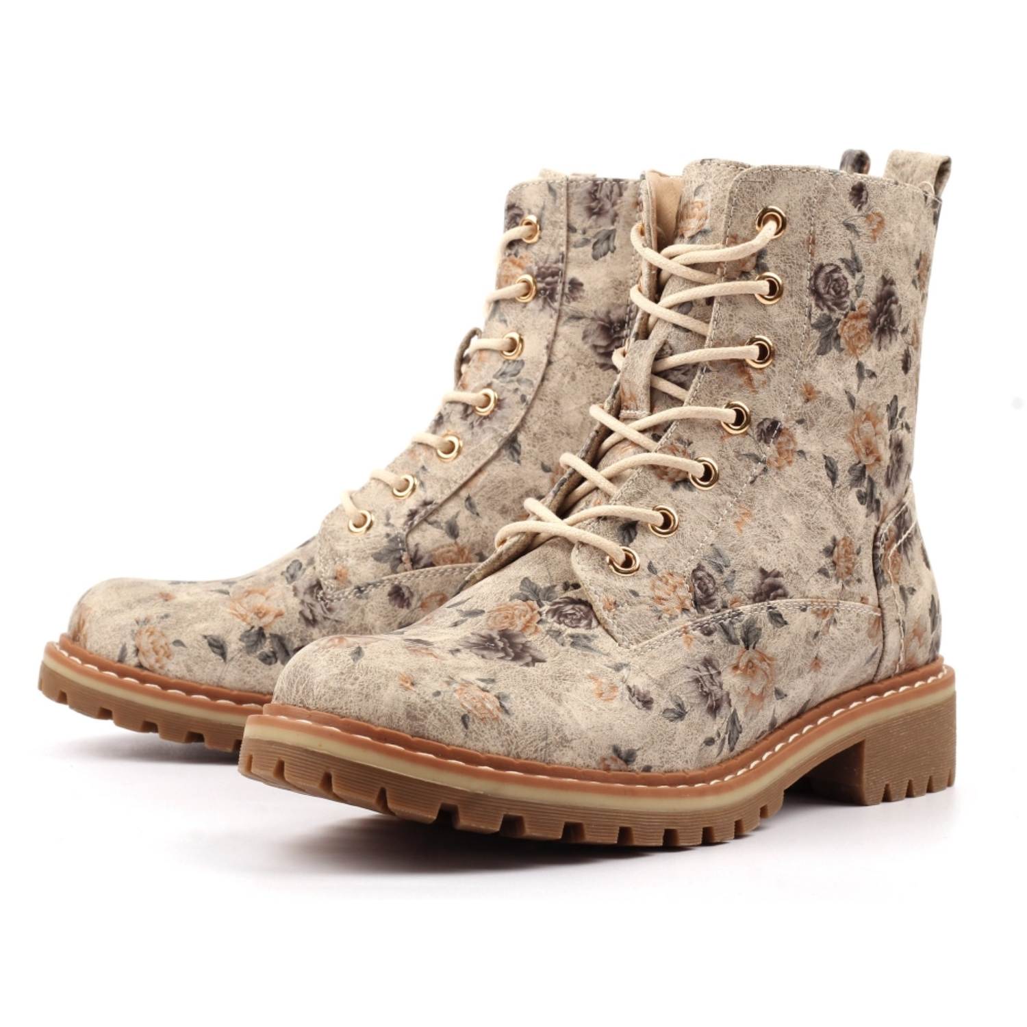 LUNAR GLW037 DAZZLE FLORALBOOT-BEIGE 1 dazzle beige floral ankle boot p7744 443877 image
