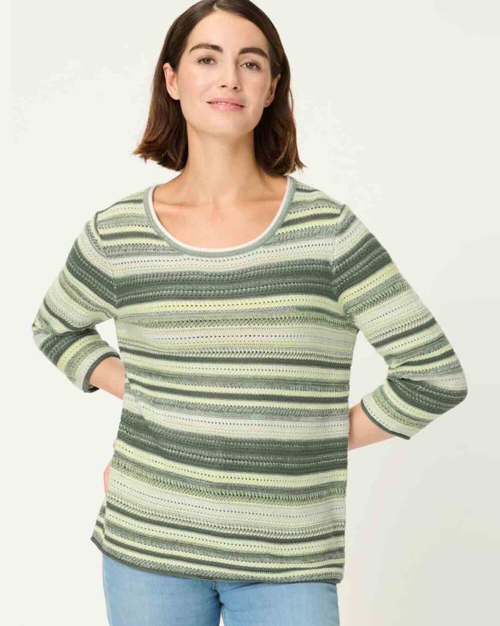 OLSEN STRIPE JUMPER 11004818-GREEN