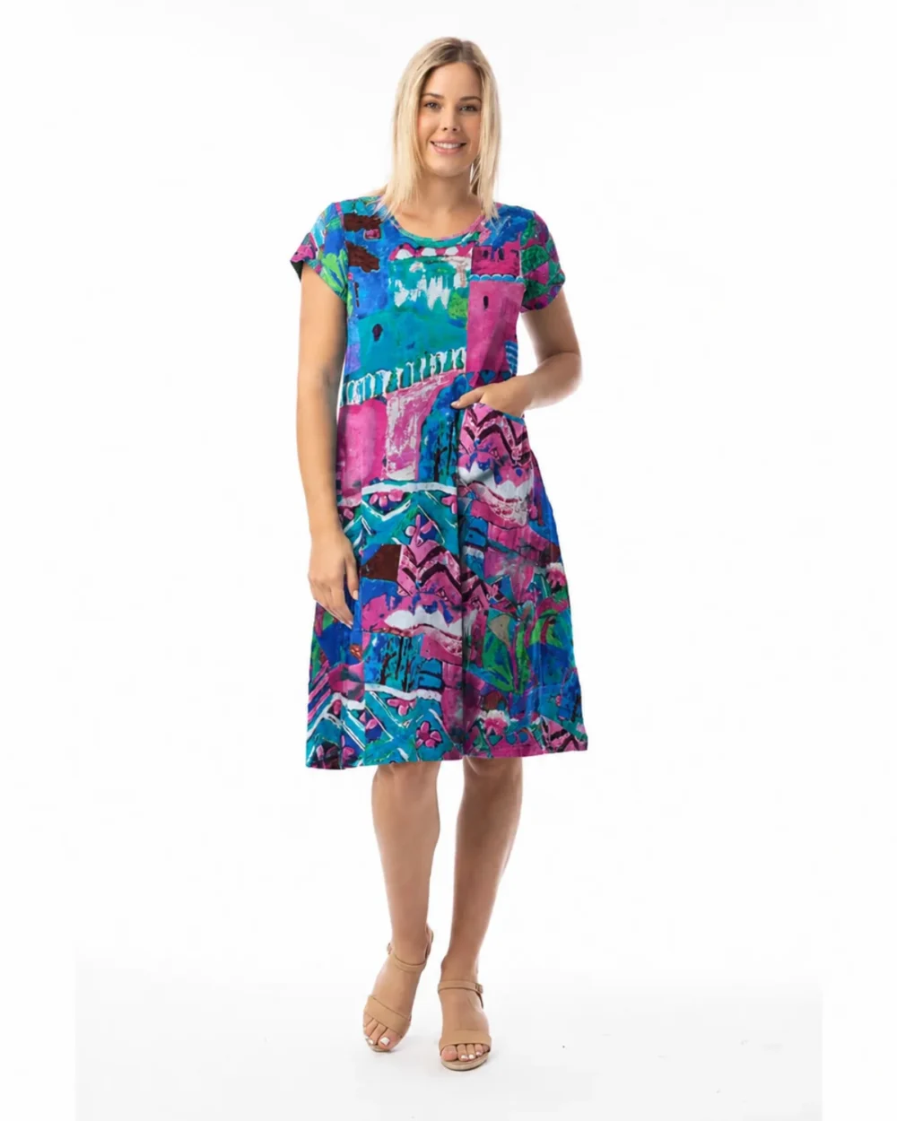 ORIENTIQUE 20152 SHIFT DRESS-PRINT