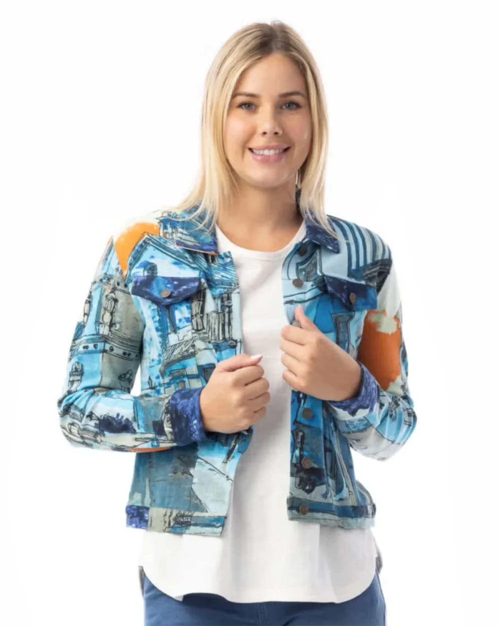 ORIENTIQUE 23101 PONTE JACKET-BLUE