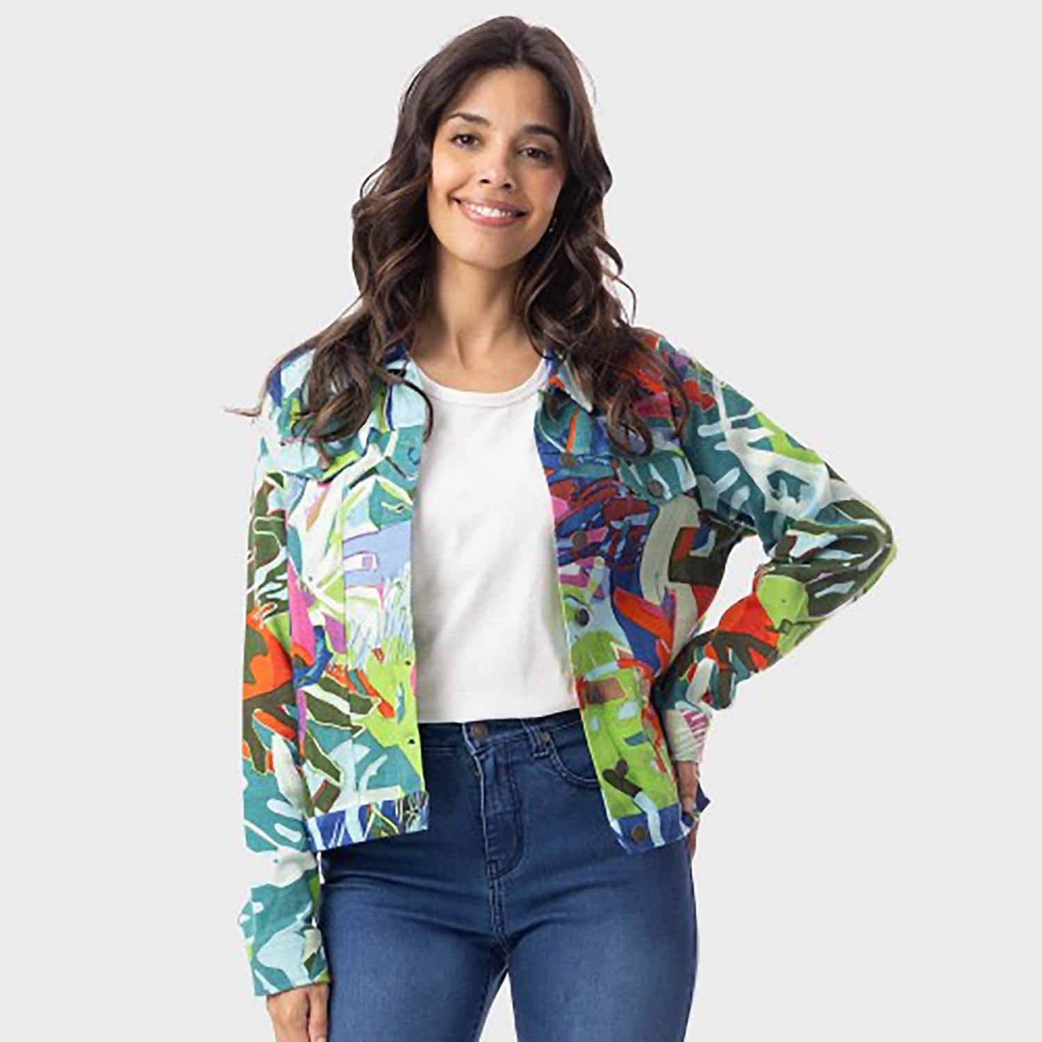 ORIENTIQUE 23101 PONTE JACKET-BLUE 1 blue green jacket