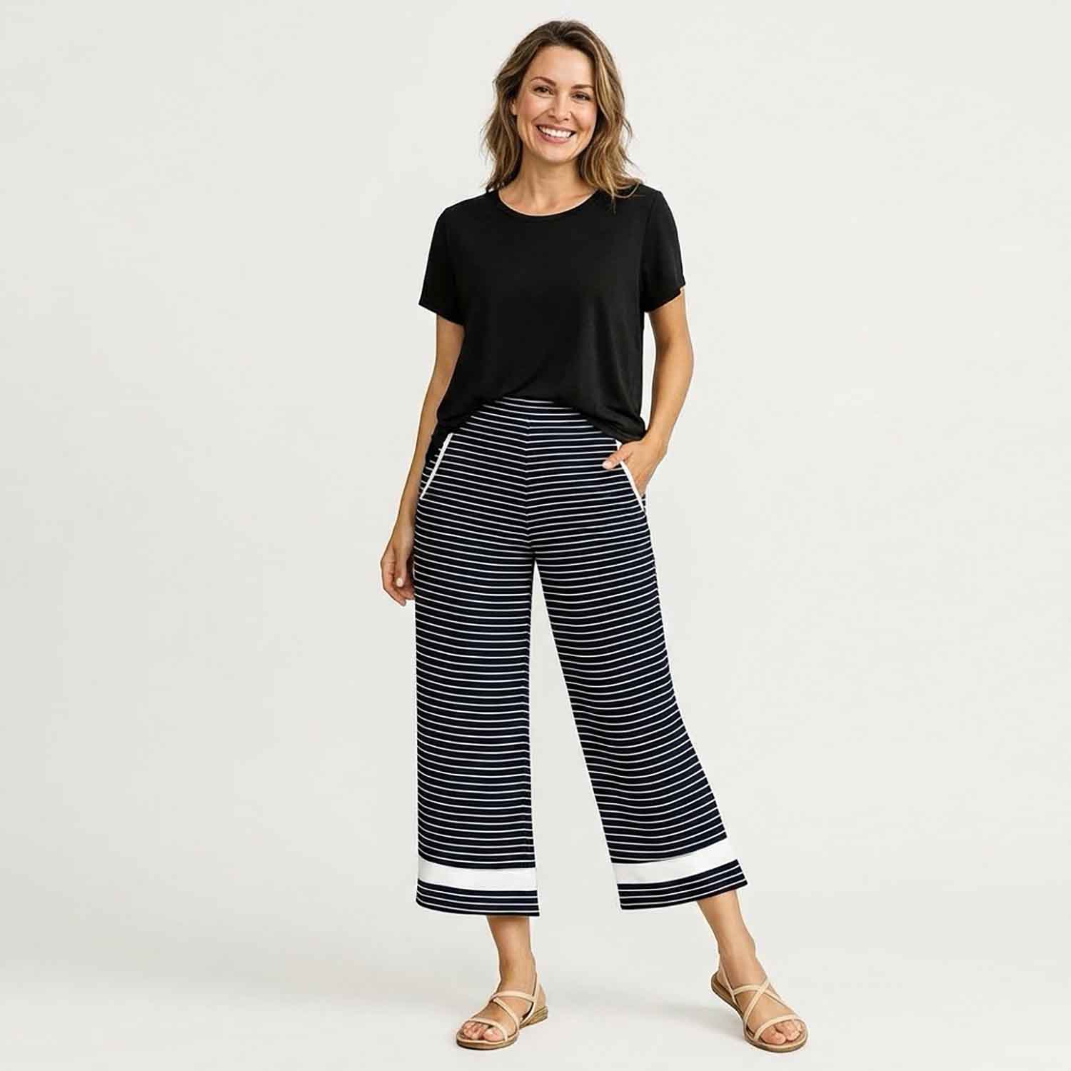 ORLY 261321 TROUSERS-BLACK & OFF WHITE 1 261321 a