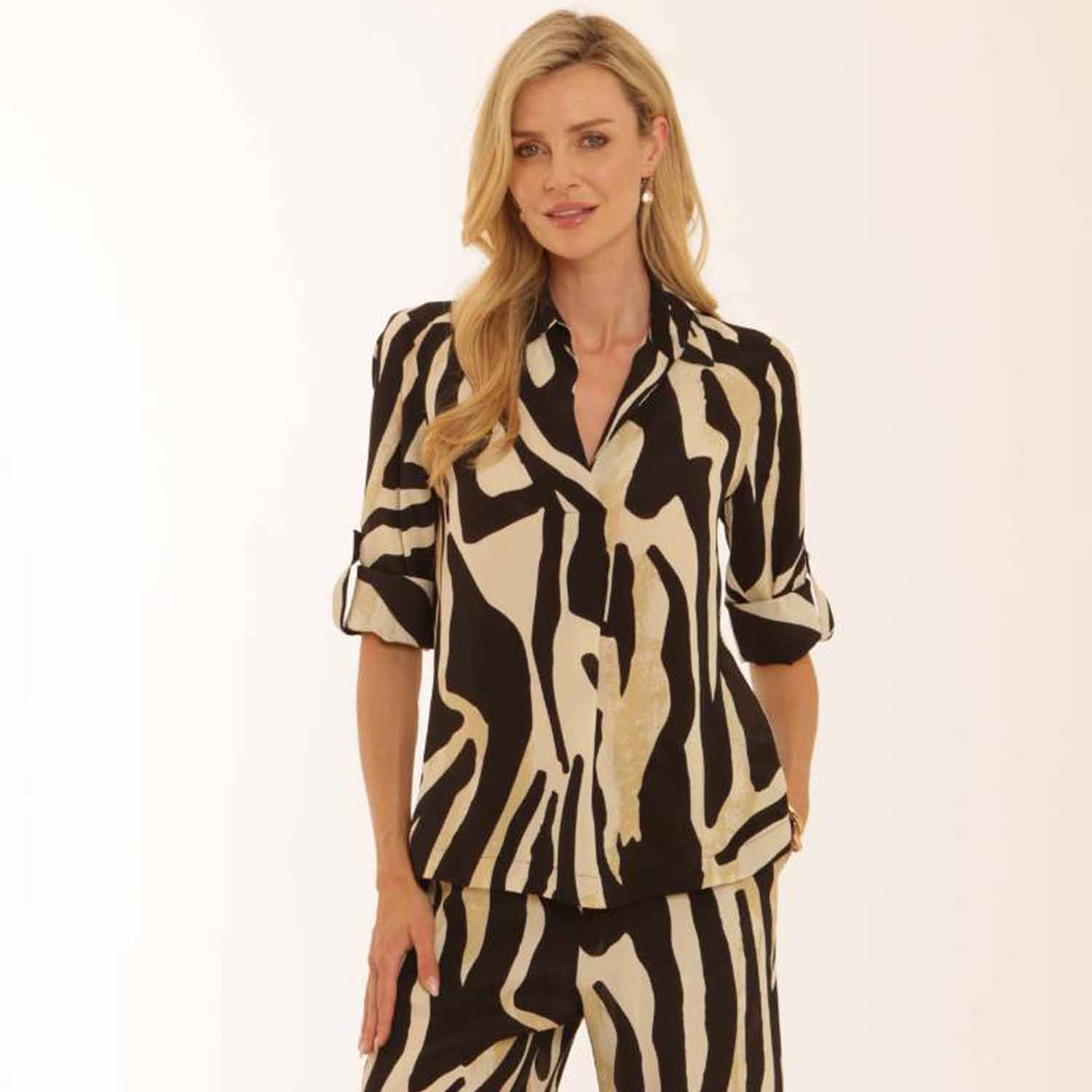POMODORO 42600 ZEBRA TOP-BLACK 2 zebra shirt