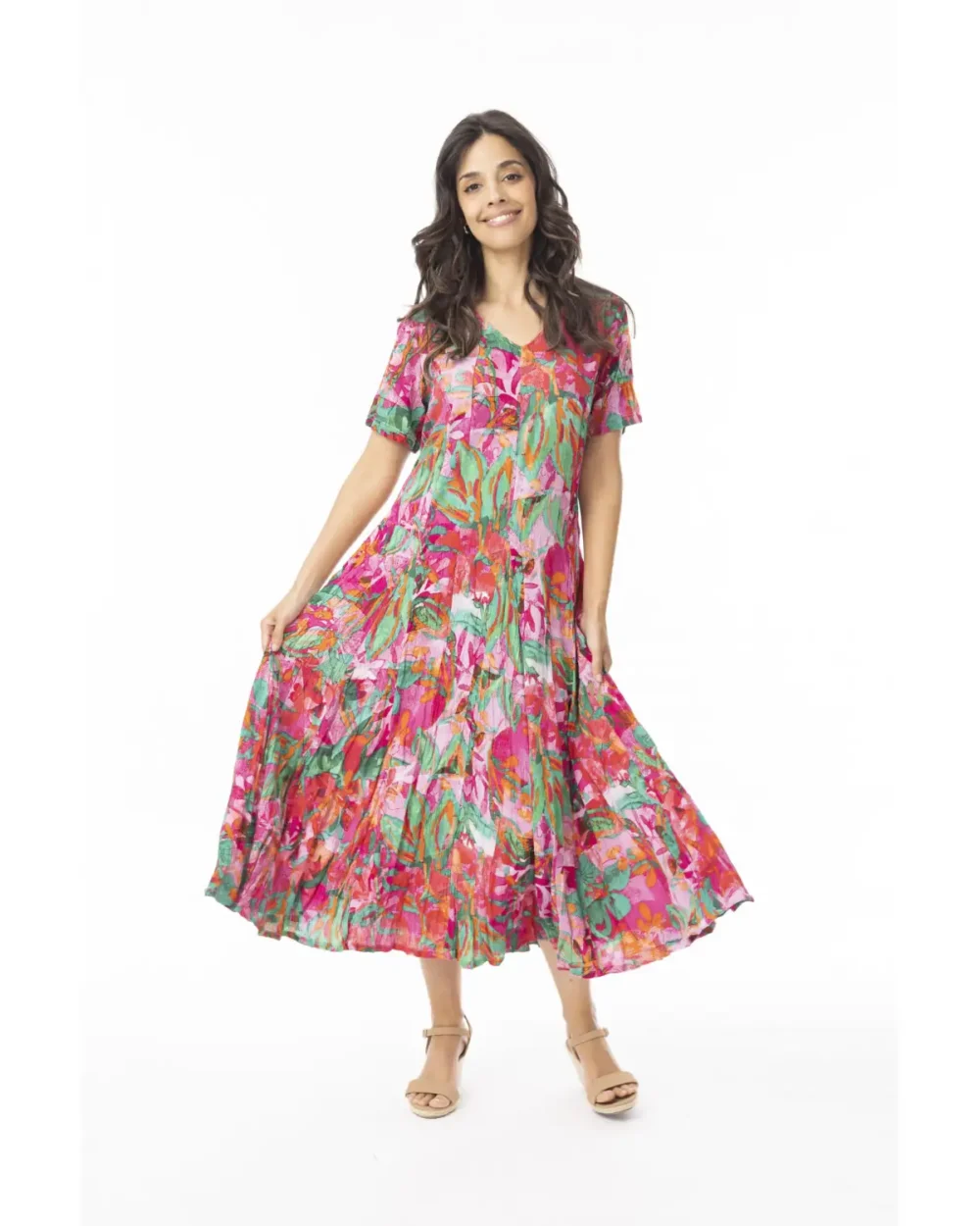 ORIENTIQUE 30216 SAO PAULO GODET DRESS-PRINT