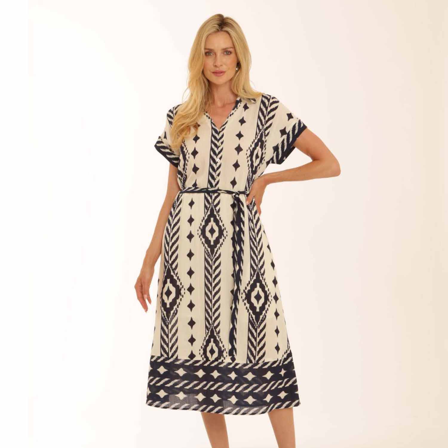 POMODORO 62609 DRESS-NAVY 1 neg-pos dress