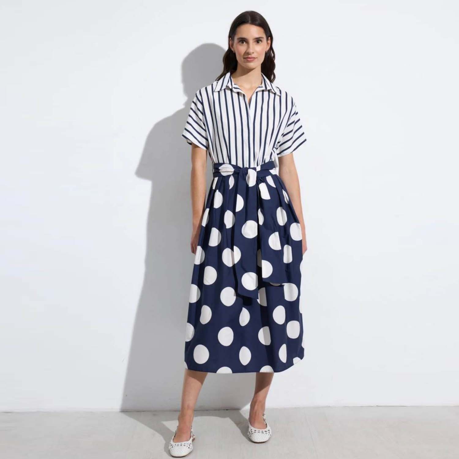 BARILOCHE DAROCA SPOT DRESS-NAVY/WHITE 1 BARILOCHE DAROCA SPOT DRESS-NAVY/WHITE