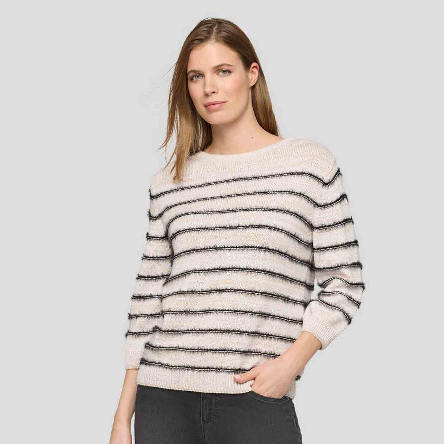RABE 56-115613 STRIPE JUMPER-ALABASTER 1 RABE 6636 56 115613