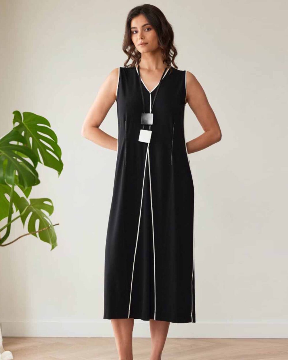 PERUZZI SS26115 PIPED DRESS-BLACK
