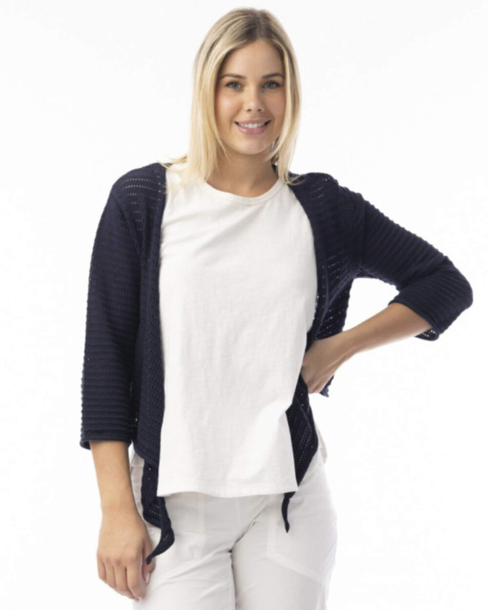 ORIENTIQUE 1315 KNIT SHRUG-NAVY