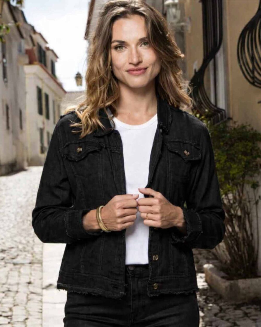 ORIENTIQUE 62770 LINEN JACKET-BLACK