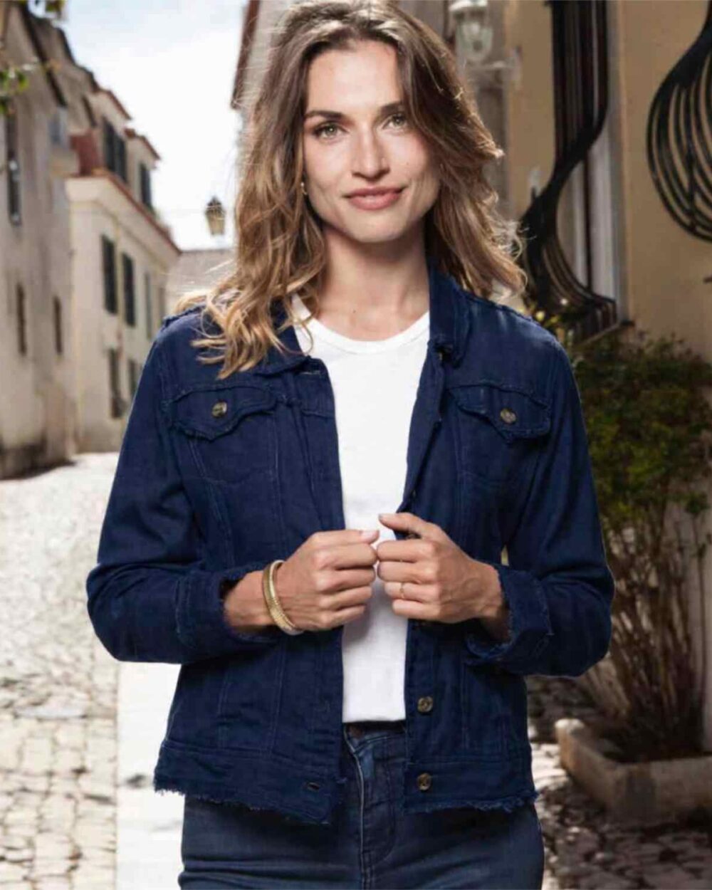 ORIENTIQUE 62770 LINEN JACKET-NAVY