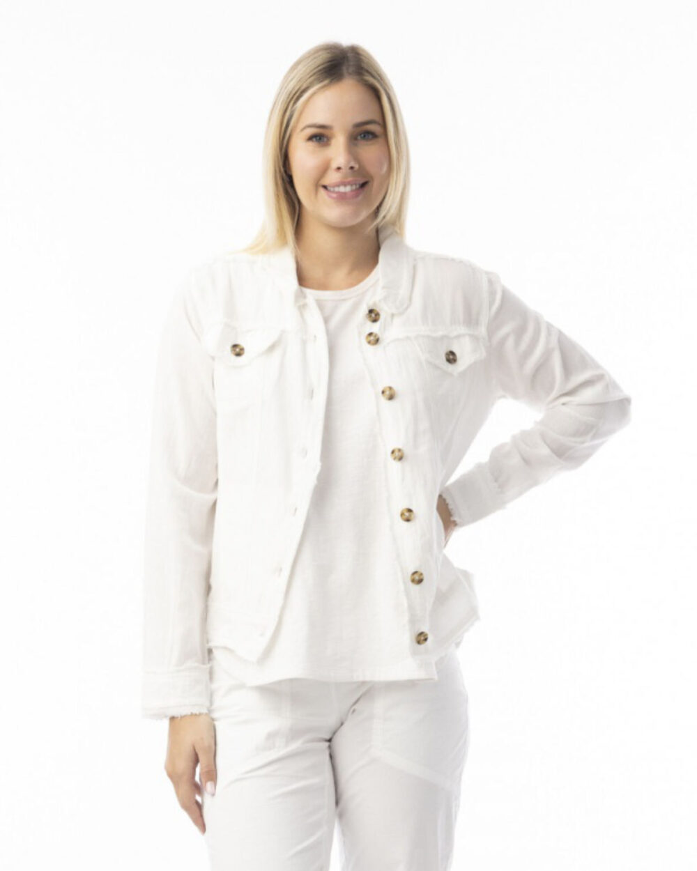 ORIENTIQUE 62770 LINEN JACKET-WHITE