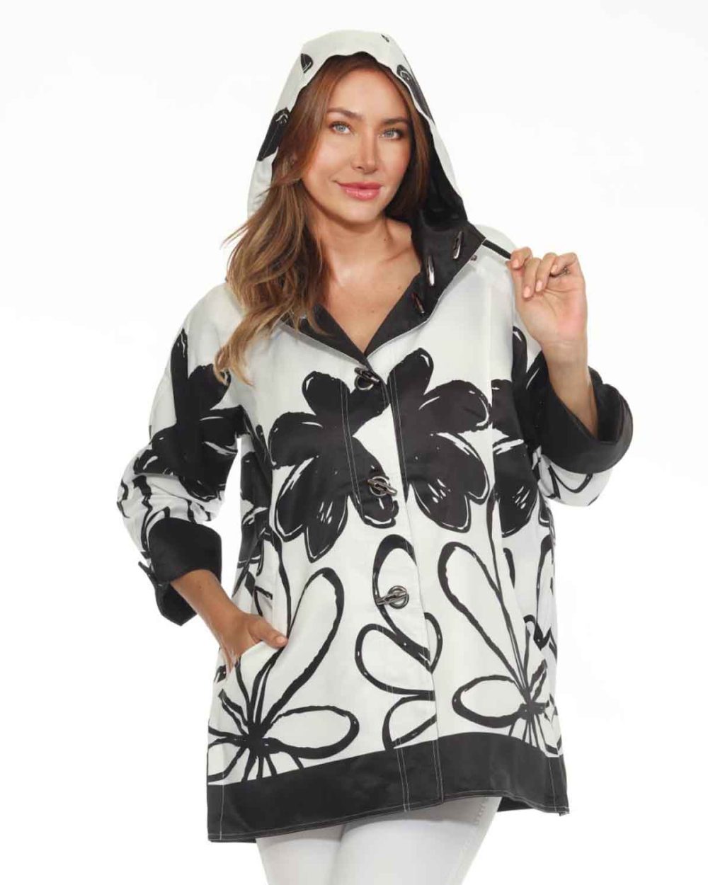 OOPERA J1239RW COAT-BLACK/WHITE